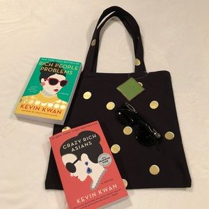 1 NEW Kate Spade Black Scatter Dot Canvas Tote
